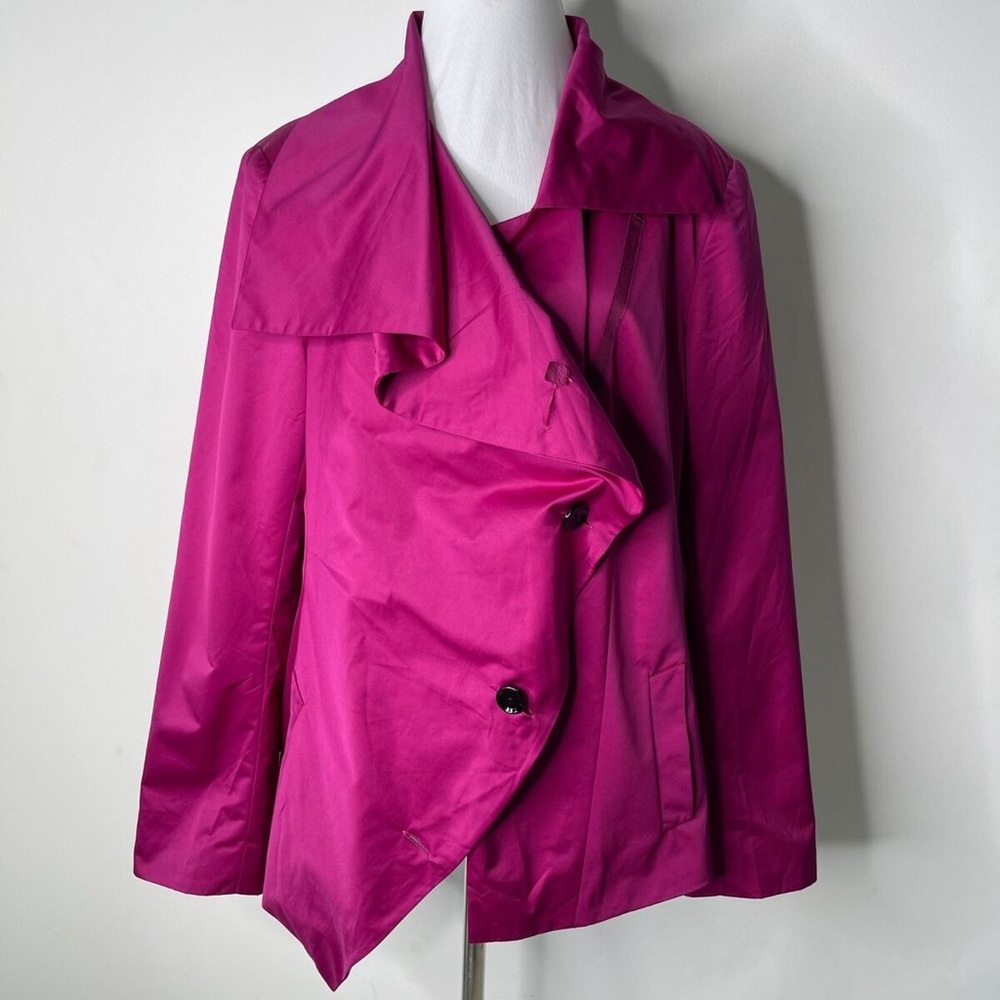 Lafayette 148 Pink Fuchsia Jacket Size 8 Satin Finish Button-Front Closure